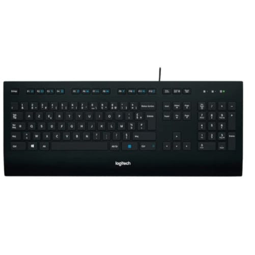 Amazon product page for Logitech keyboard with search bar and navigation elements.